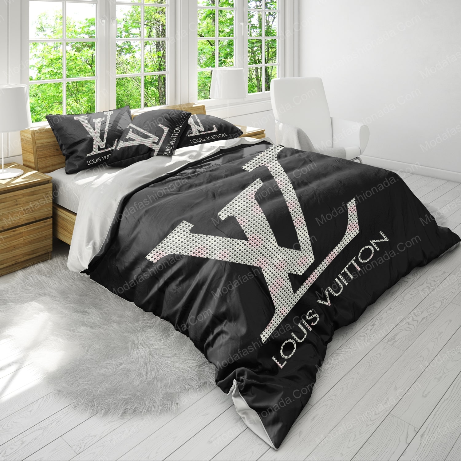 White and Black Monogram Louis Vuitton bed set – MY luxurious home