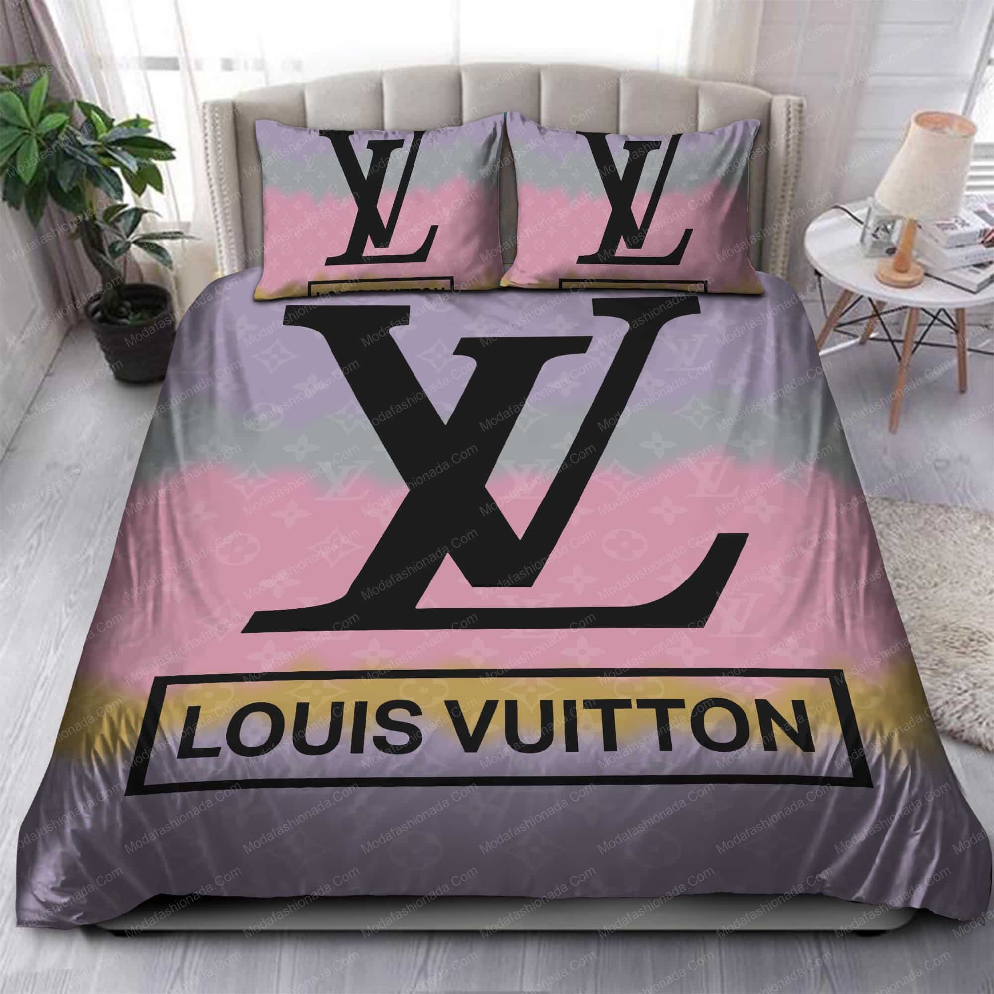 004 Louis Vuitton 6pcs Authentic LUXURY BED SET SATIN made in France King  Size