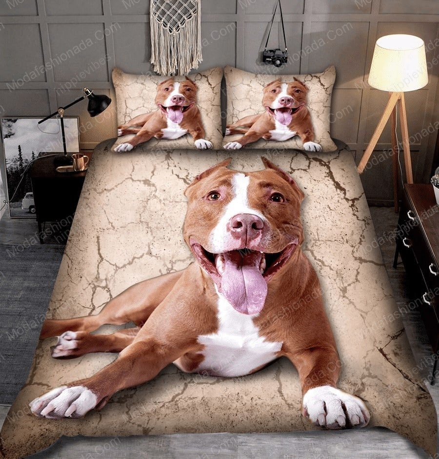 Pitbull Wall Dog Animal 105 Bedding Set – Duvet Cover – 3D New Luxury – Twin Full Queen King Size Comforter Cover