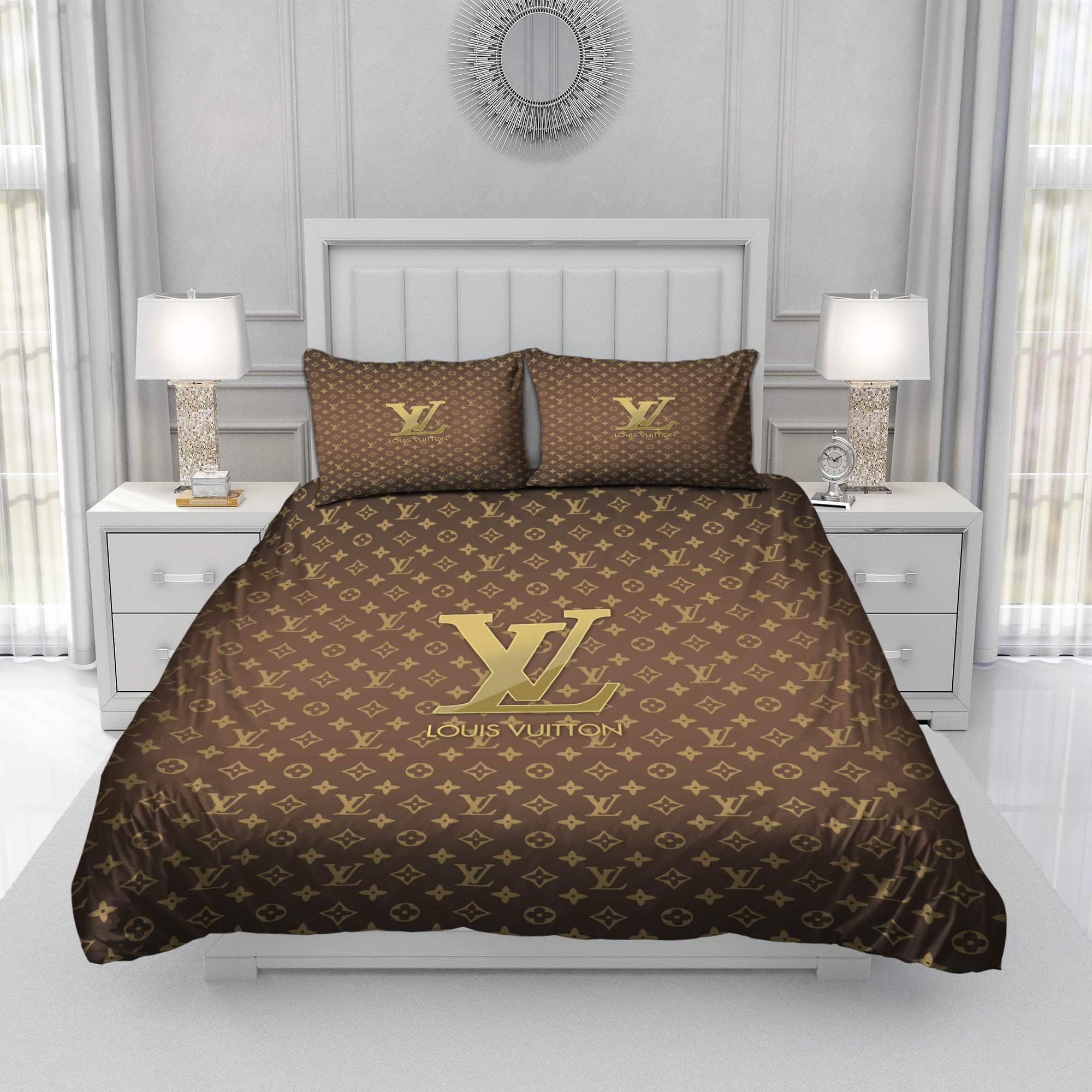 Yellow Blink Louis Vuitton Logo White Background Bedroom Duvet Cover Louis  Vuitton Bedding Set - Binteez