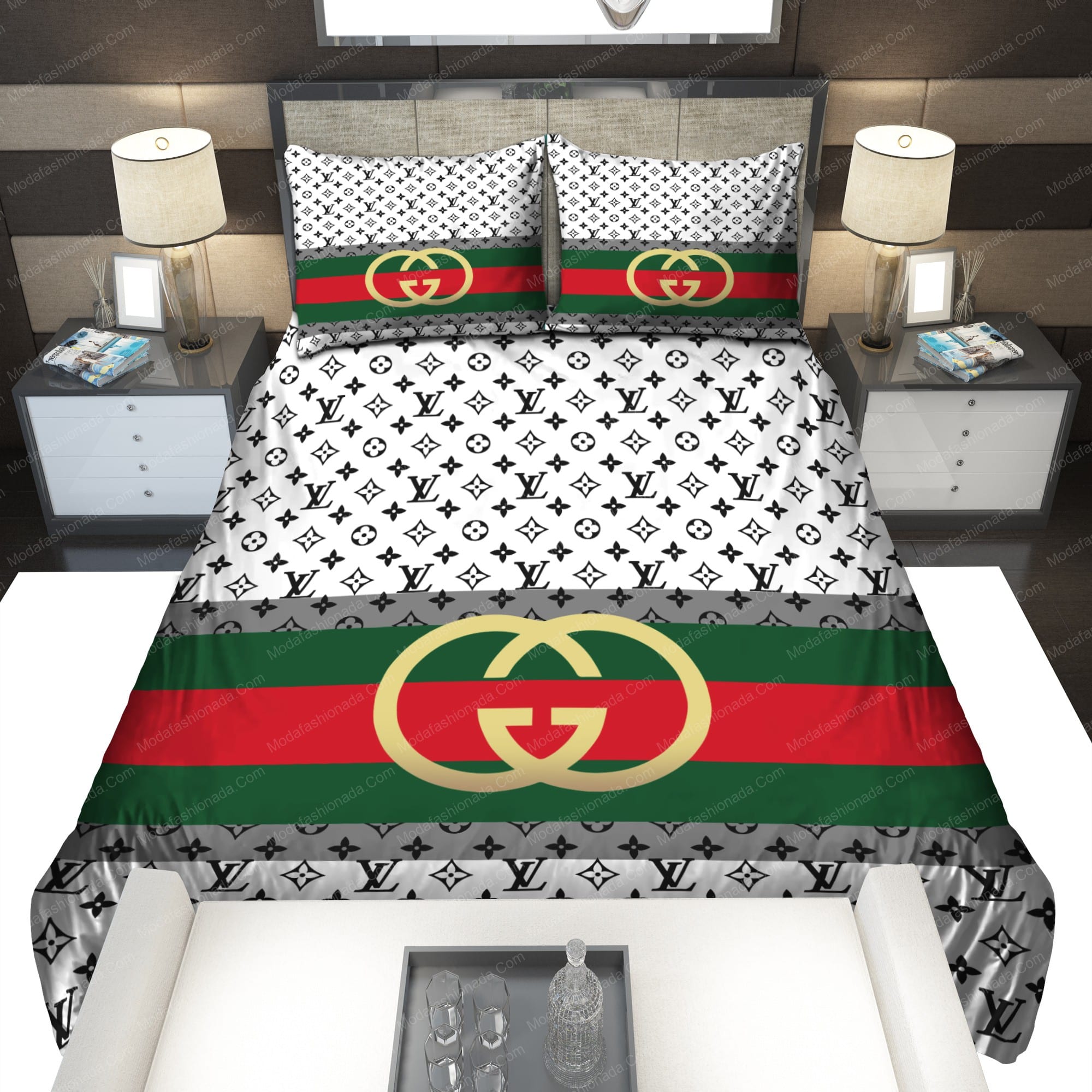 Buy Gucci Louis Vuitton Symbol Bedding Sets Bed Sets, Bedroom Sets,  Comforter Sets, Duvet Cover, Bedspread