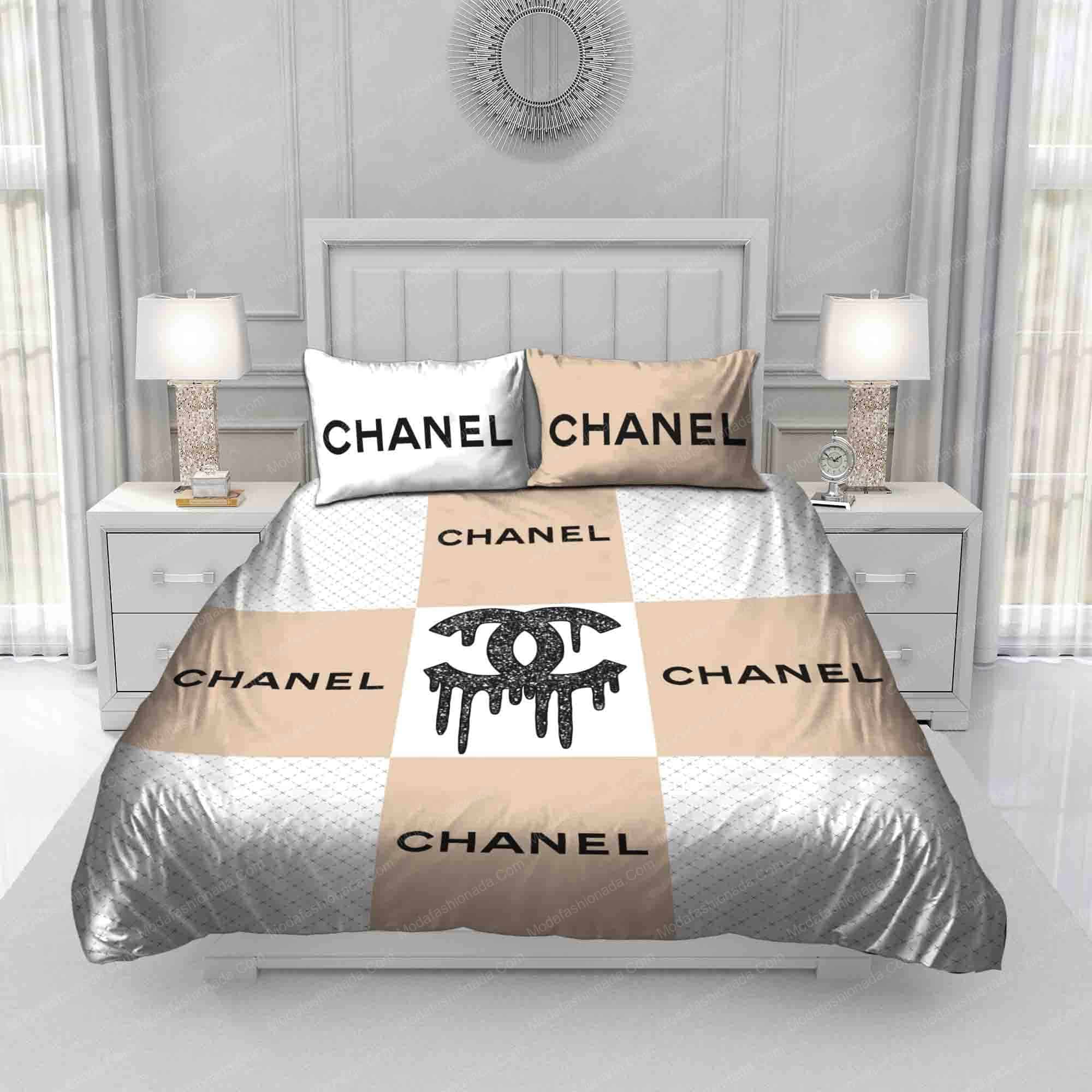 Channel bedding sets Channel bed  Chanel bedding Luxury interior  design living room Chanel bedroom