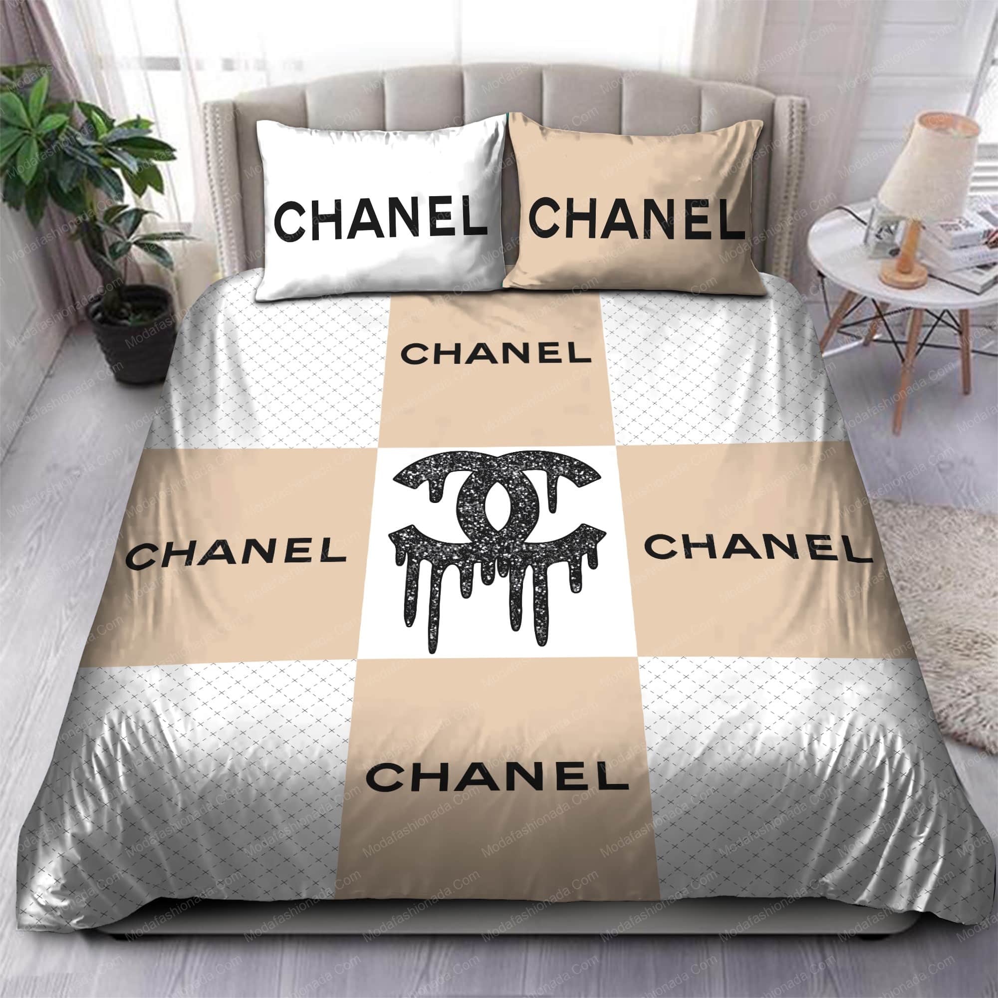 Chanel Logo Leopard Print Bedding Set –