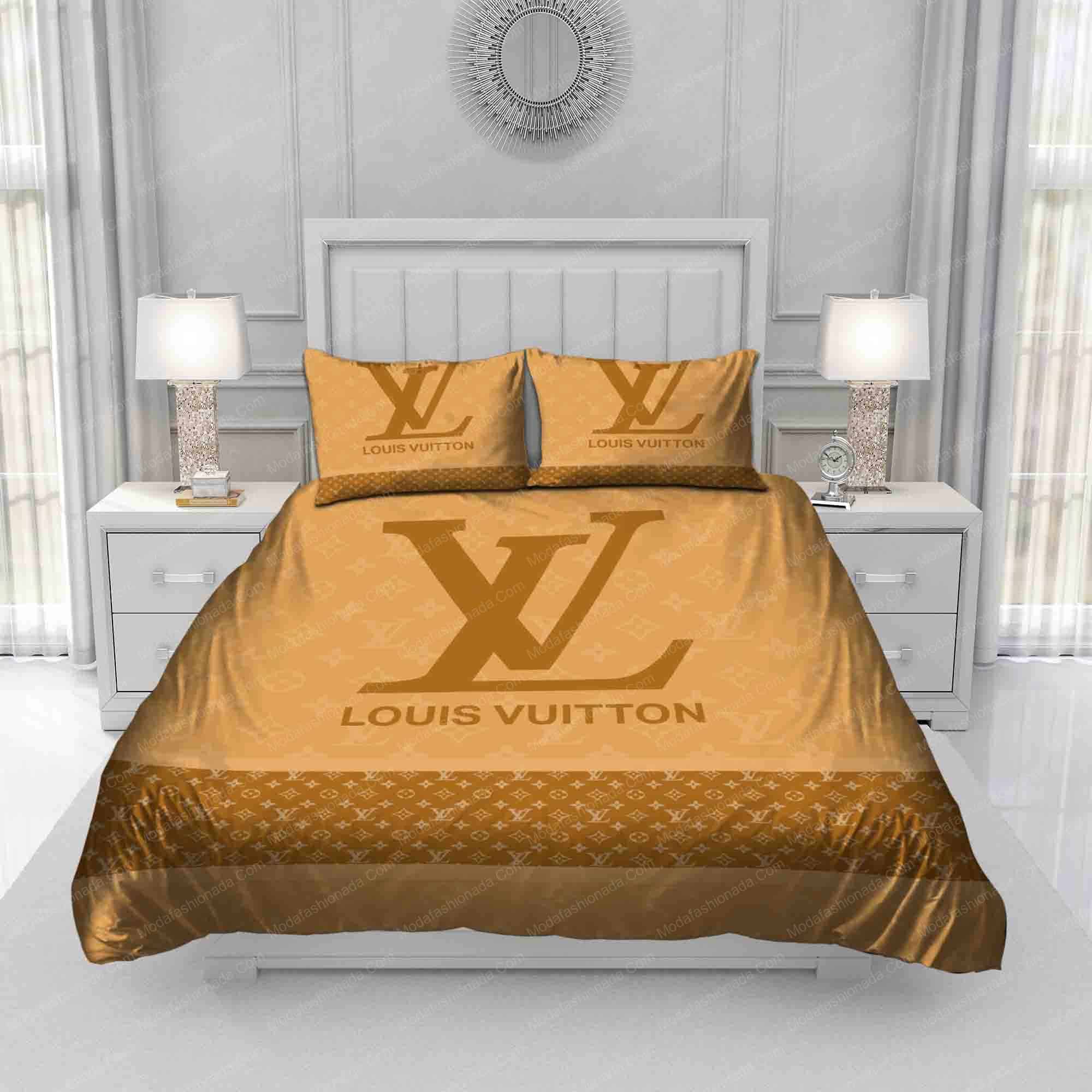 002 Louis Vuitton 6pcs Authentic LUXURY BED SET SATIN made in France King  Size