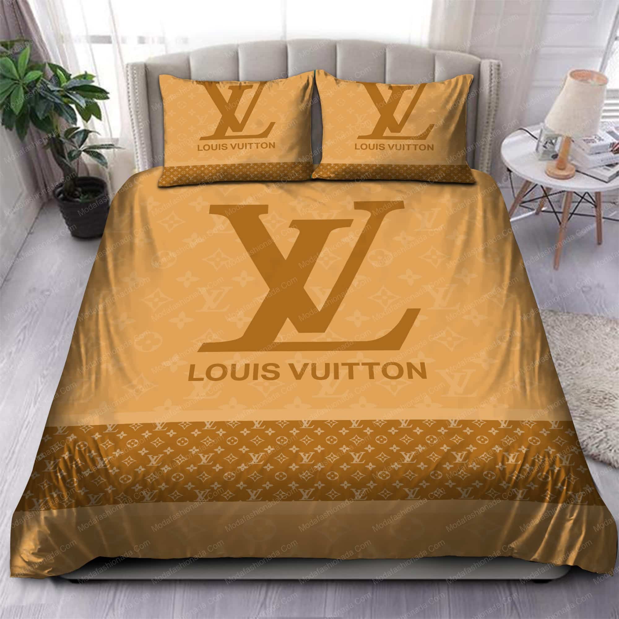 Luxury Louis Vuitton Golden Leopard Print Bedding Set - REVER LAVIE