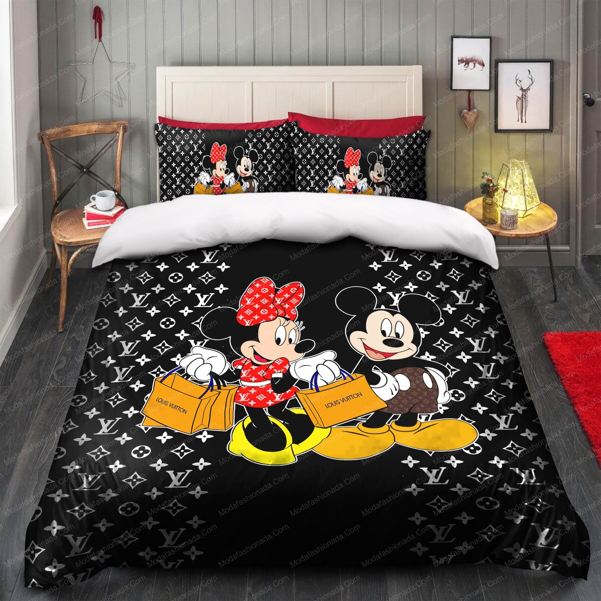 Louis Vuitton x Mickey Mouse Luxury Bedroom Duvet Cover Louis Vuitton  Bedding Set - Binteez
