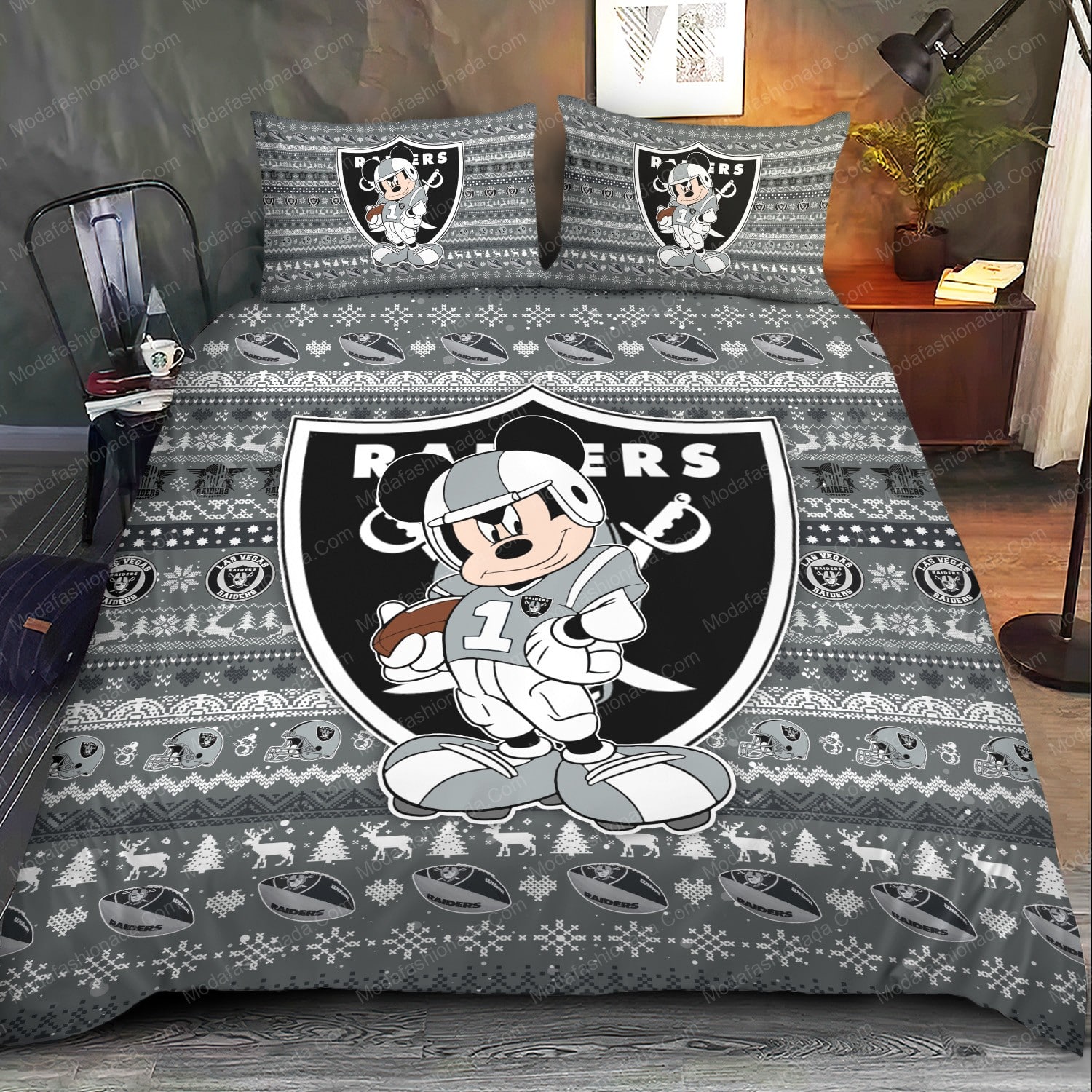 Lids Las Vegas Raiders Block Logo Three Piece Full/Queen Bed Set