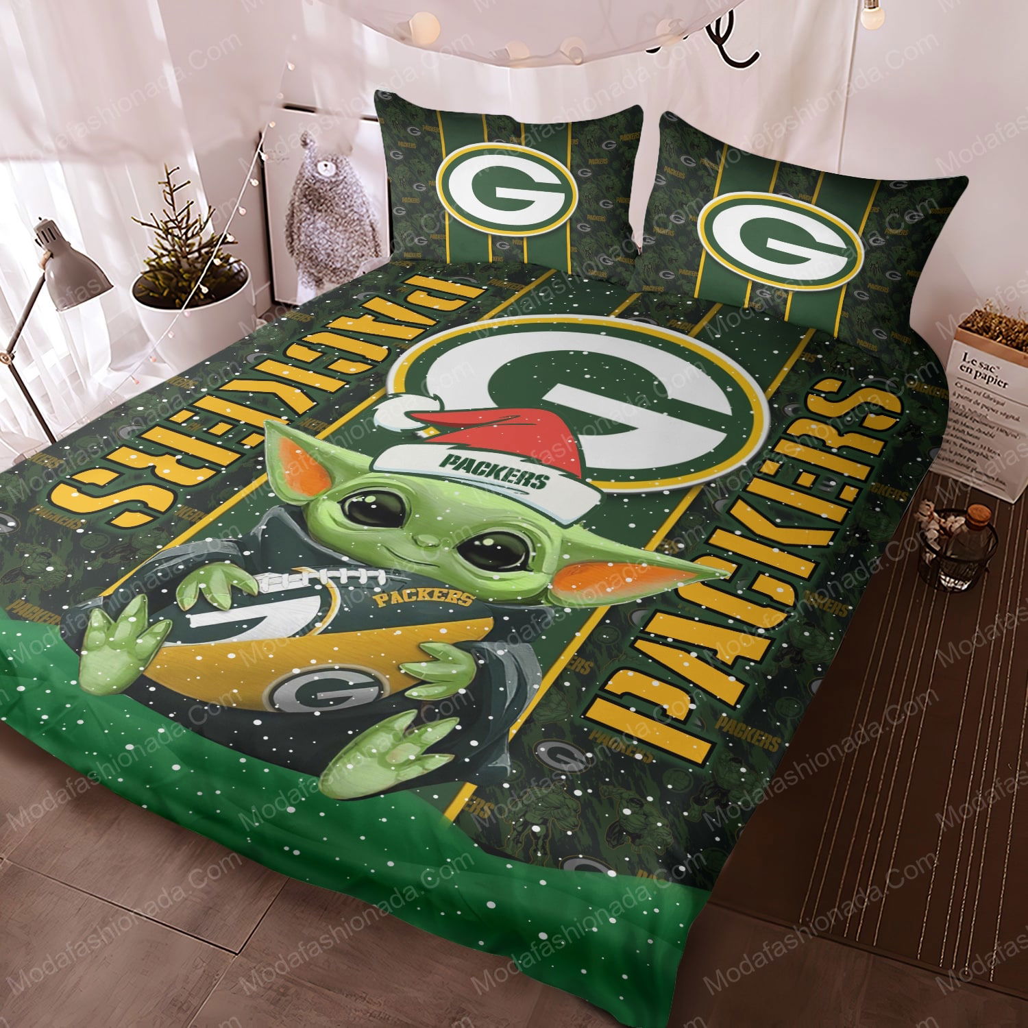 Buy Santa Claus NFL Green Bay Packers Christmas Bedding Sets Bed