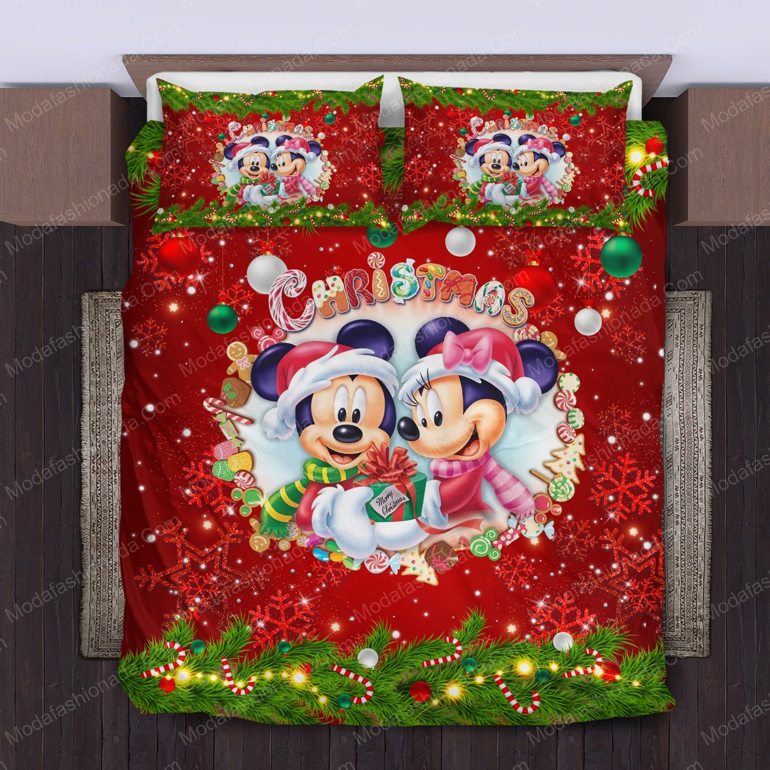 Minnie Mouse Merry Christmas Bed Sets Bedding Sets - Modafashionada.Com