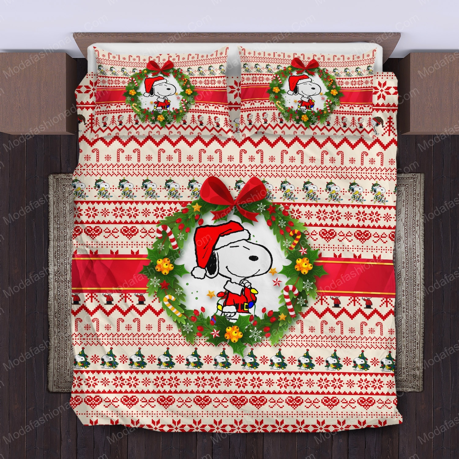 Snoopy Pattern Merry Christmas Bedding Sets - Modafashionada.Com