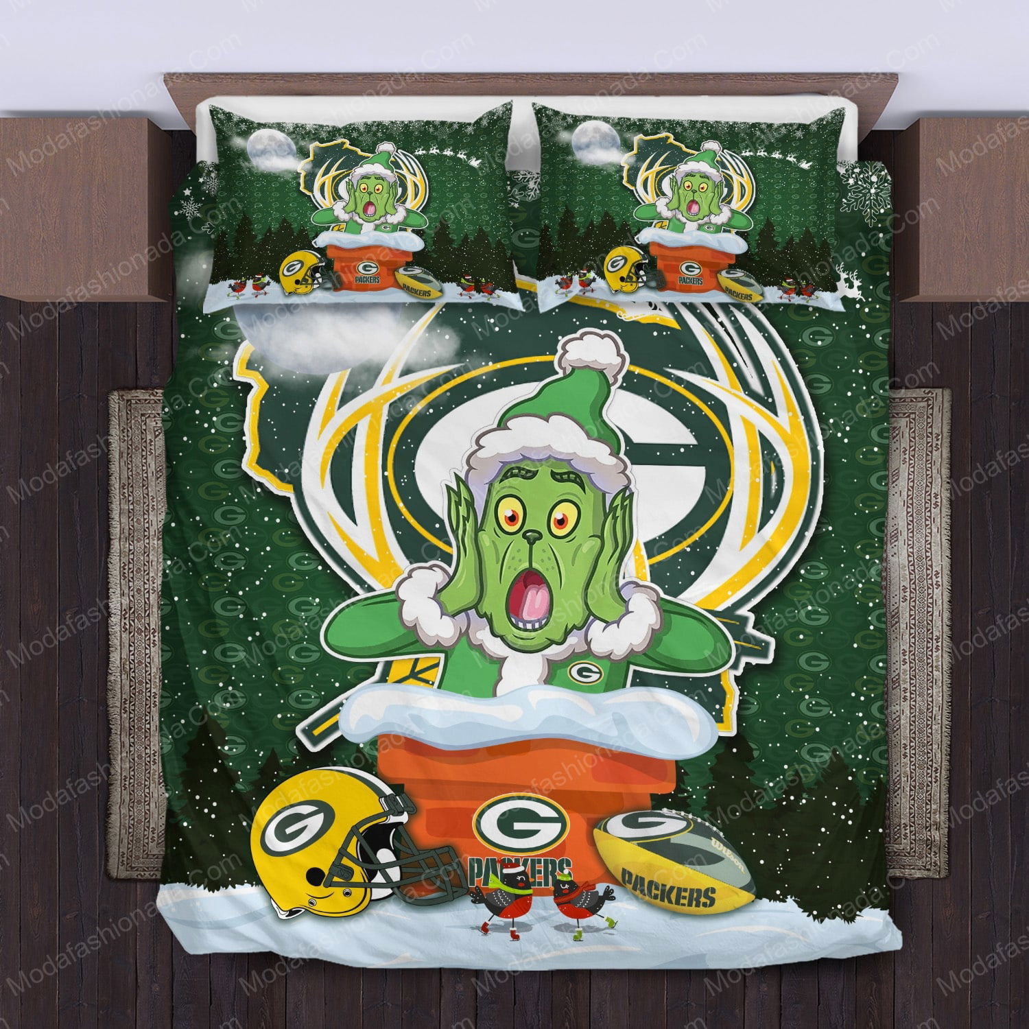 Green Bay Packers Grinch Santa Quilt Blanket – DovePrints