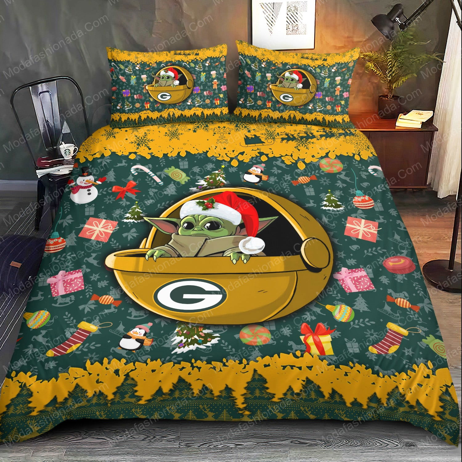 Buy NFL Green Bay Packers Logo Christmas Bedding Sets Bed Sets