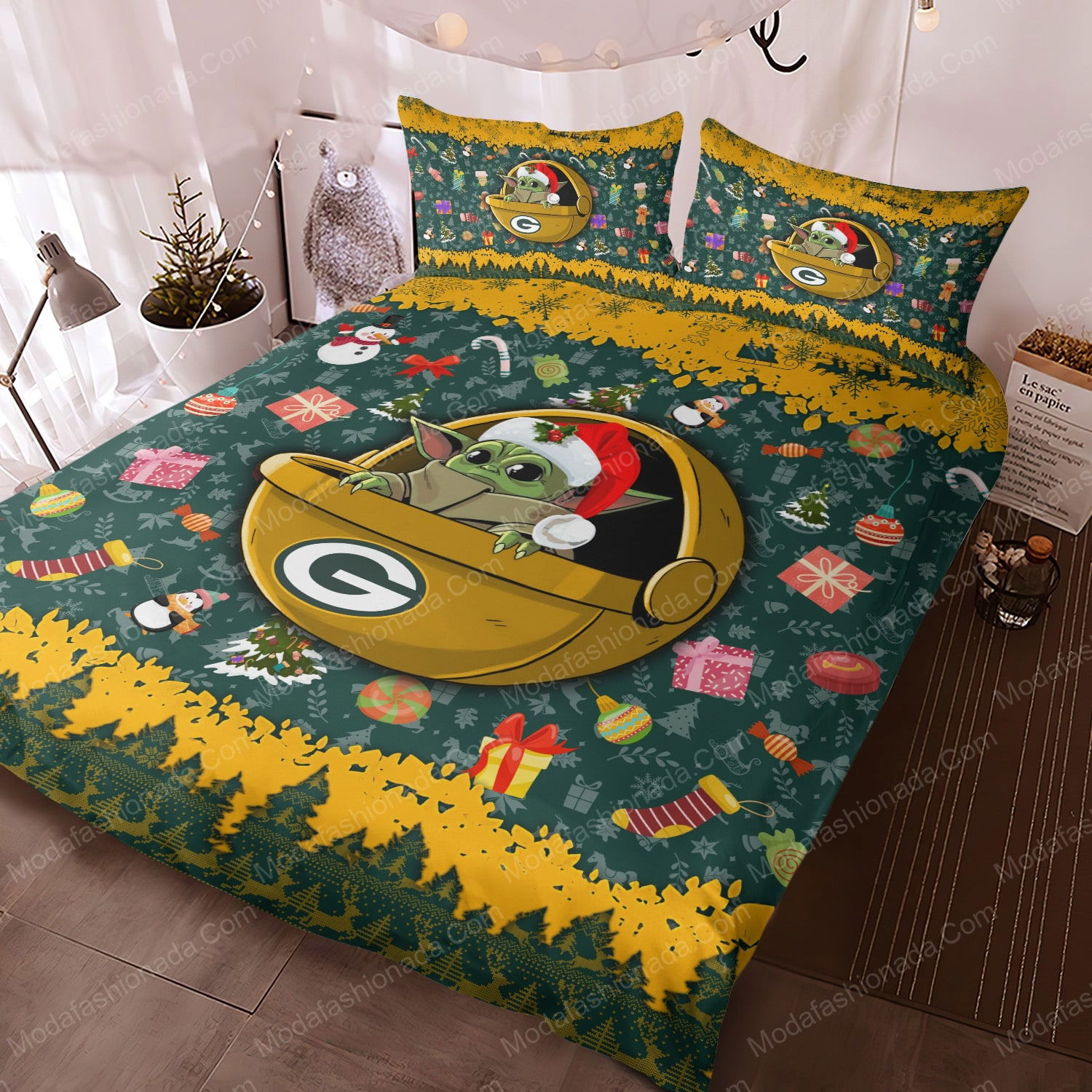 Green Bay Packers Bedding Set Rare Grinch Green Bay Gifts For Him