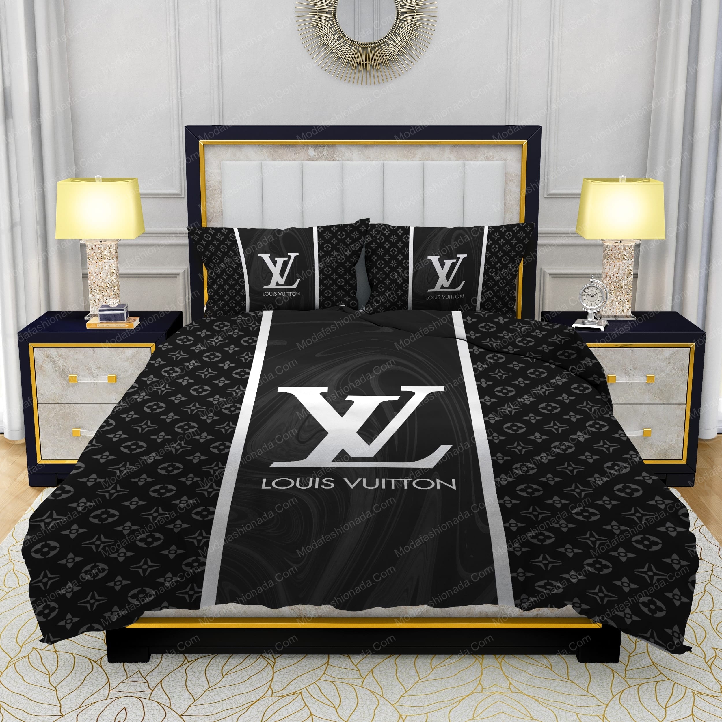 Black Veinstone Louis Vuitton Bedding Sets - Modafashionada.Com