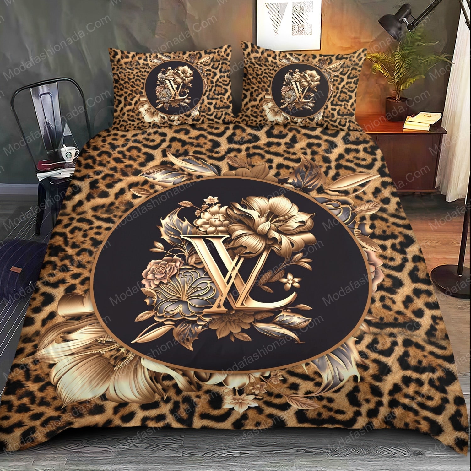 Black Veinstone And Gold Louis Vuitton Bedroom Duvet Cover Louis