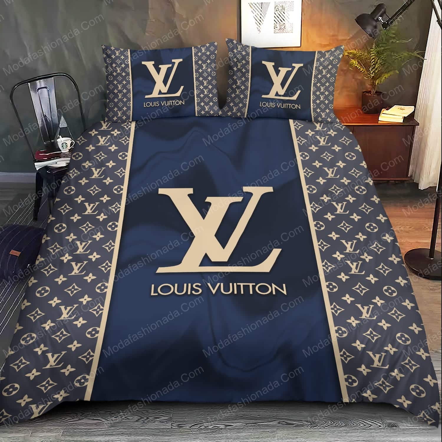 Buy Black Veinstone And Gold Louis Vuitton Bedding Sets Bed Sets