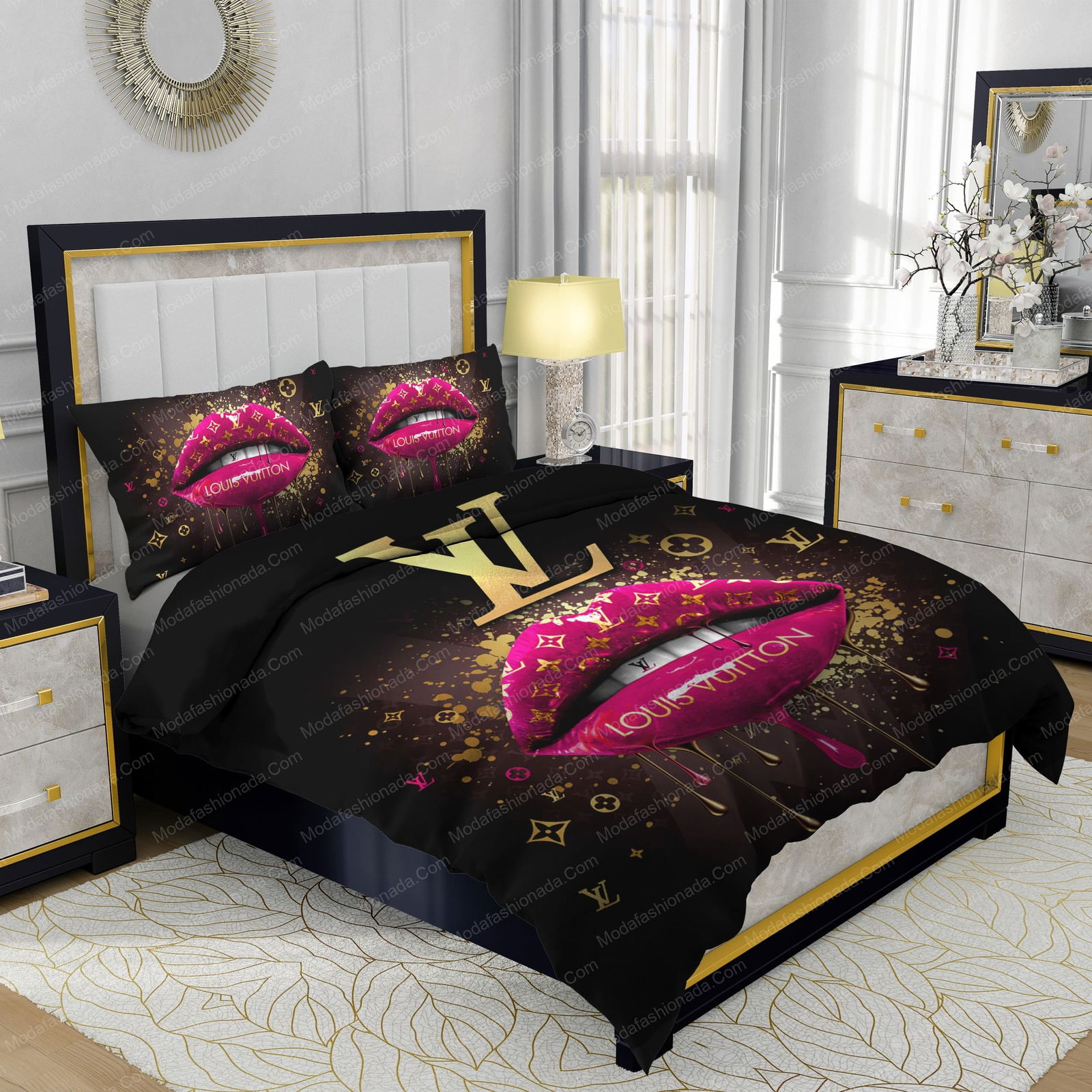 Black Louis Vuitton Bed Covers